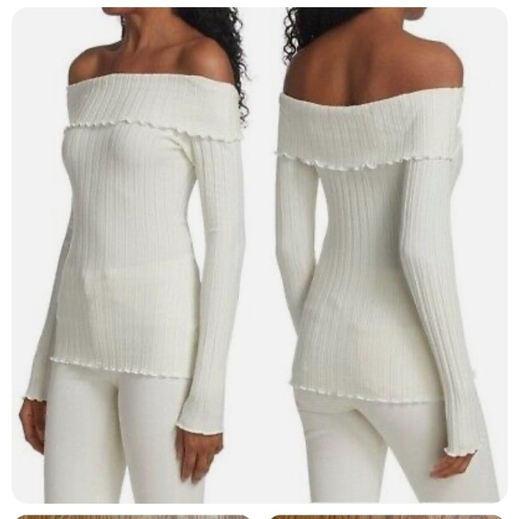 Simon Miller Bauer Off-the-Shoulder Rib Top White M - Picture 2 of 6